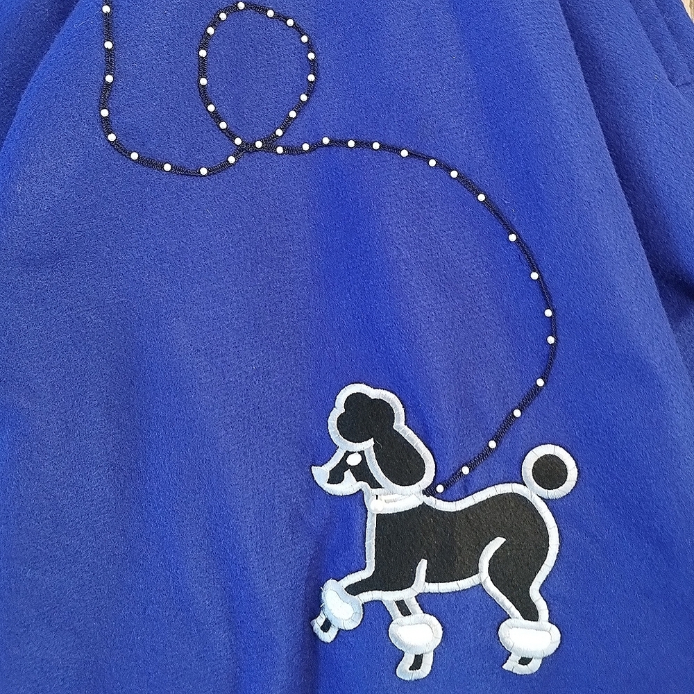 Vintage 50s Blue Felt Poodle Circle Skirt Rockabilly Pin Up M - Picture 3 of 6